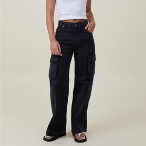 Cotton On Cargo Wide Leg Jean in Black